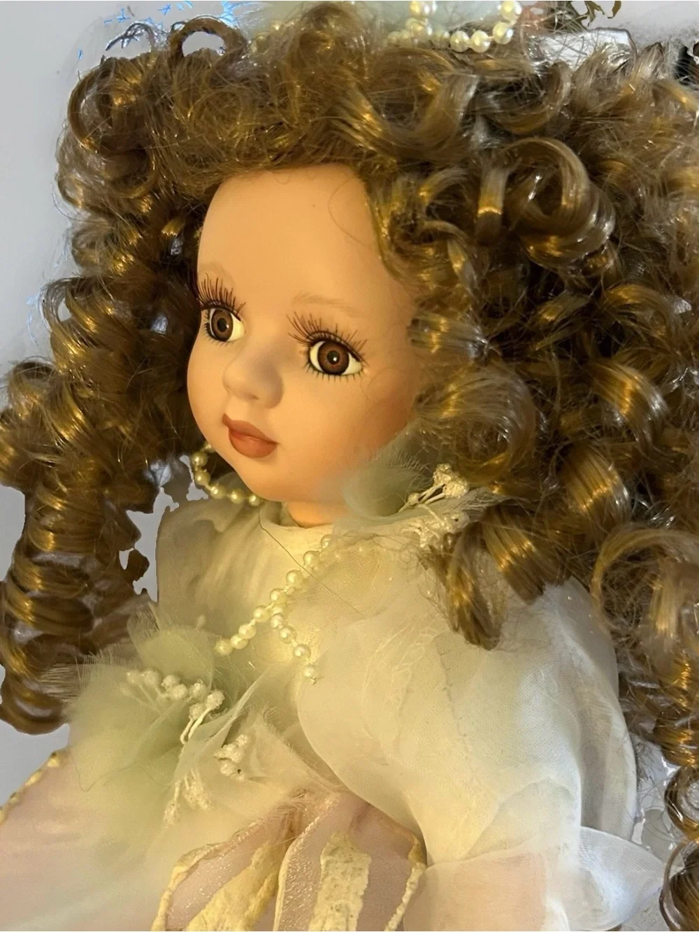 12” Porcelain Fairy Doll With Stand. 1990s
